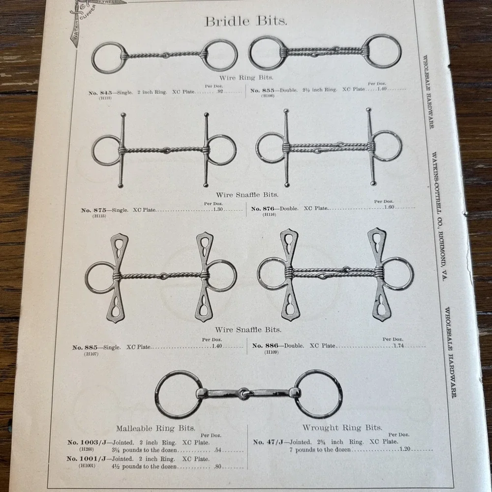 VTG Ad Horse Bridle Bits Russell Back Bands Plow Boy Daisy Hooks Snaffle Decor